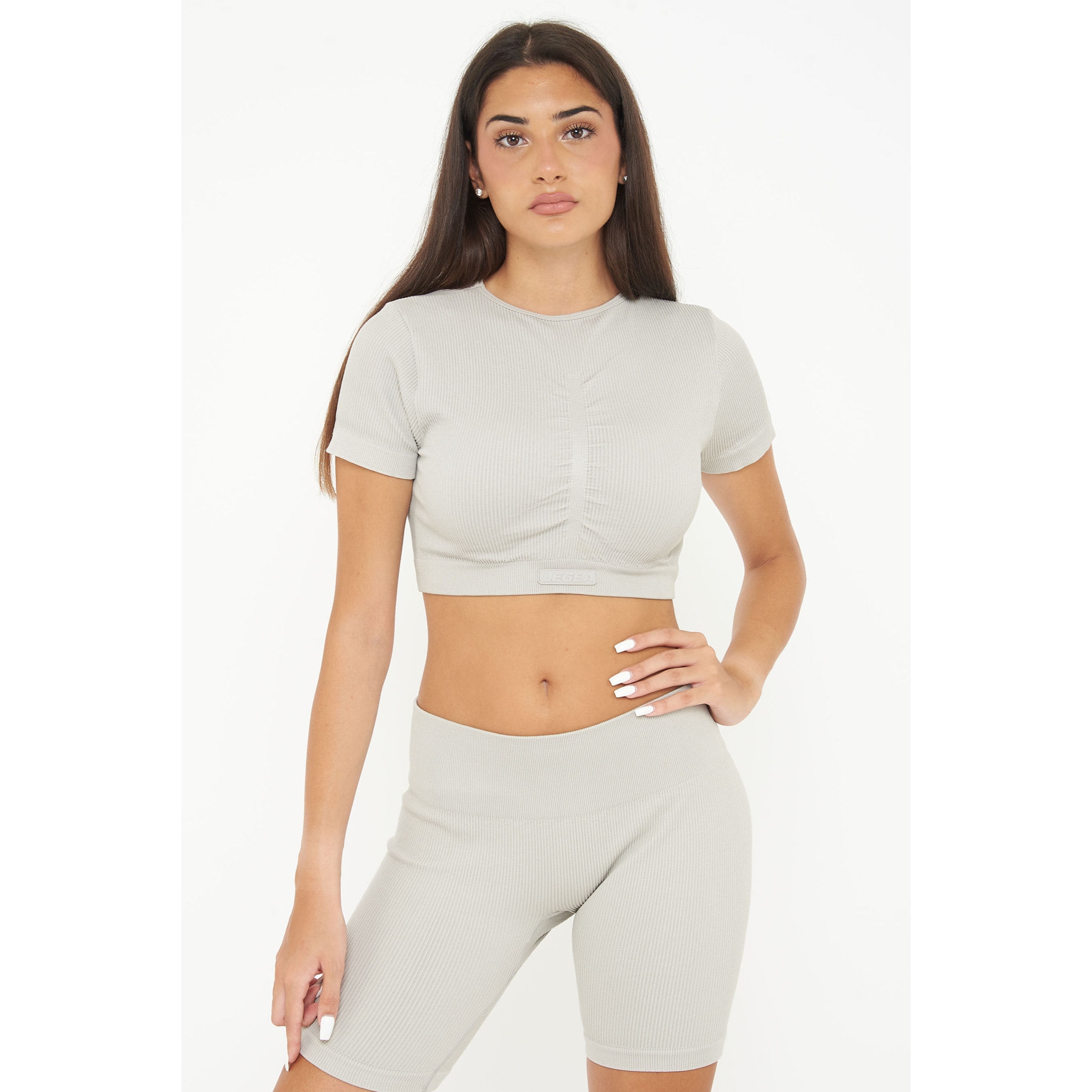 Maglia crop in nylon a maniche corte per yoga o allenamento Way