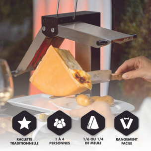 Appareil à raclette - Brézière® PREMIUM - Noir - Poignées bois - Couteau inclus