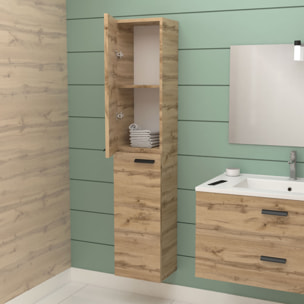 Meuble Colonne de salle de bains en mélaminé décor bois 30x25x150cm - BOX-IN