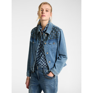 Elena Mirò - Cazadora en denim bordada - Light - blue