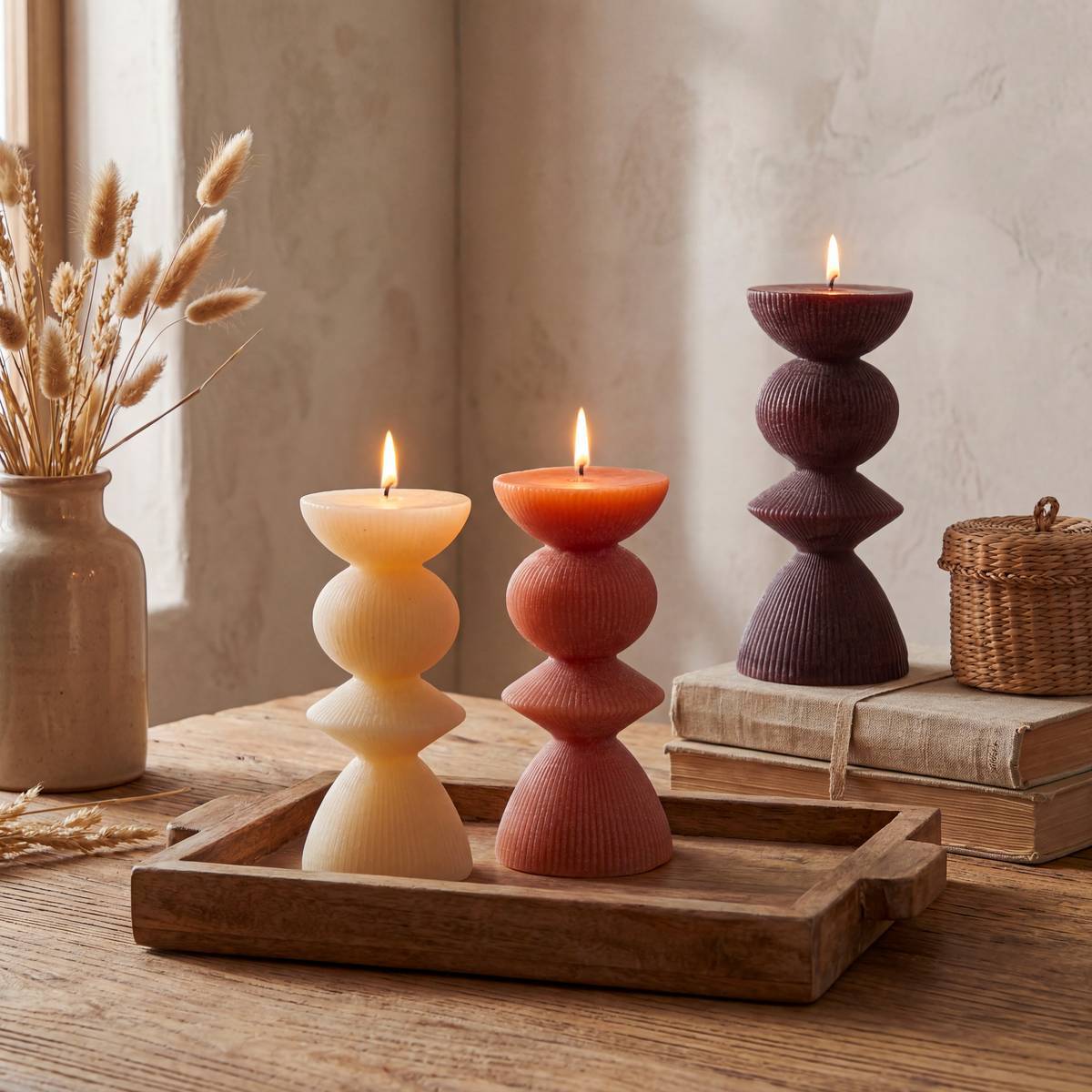 Bougie décorative Homy ronde H.15cm