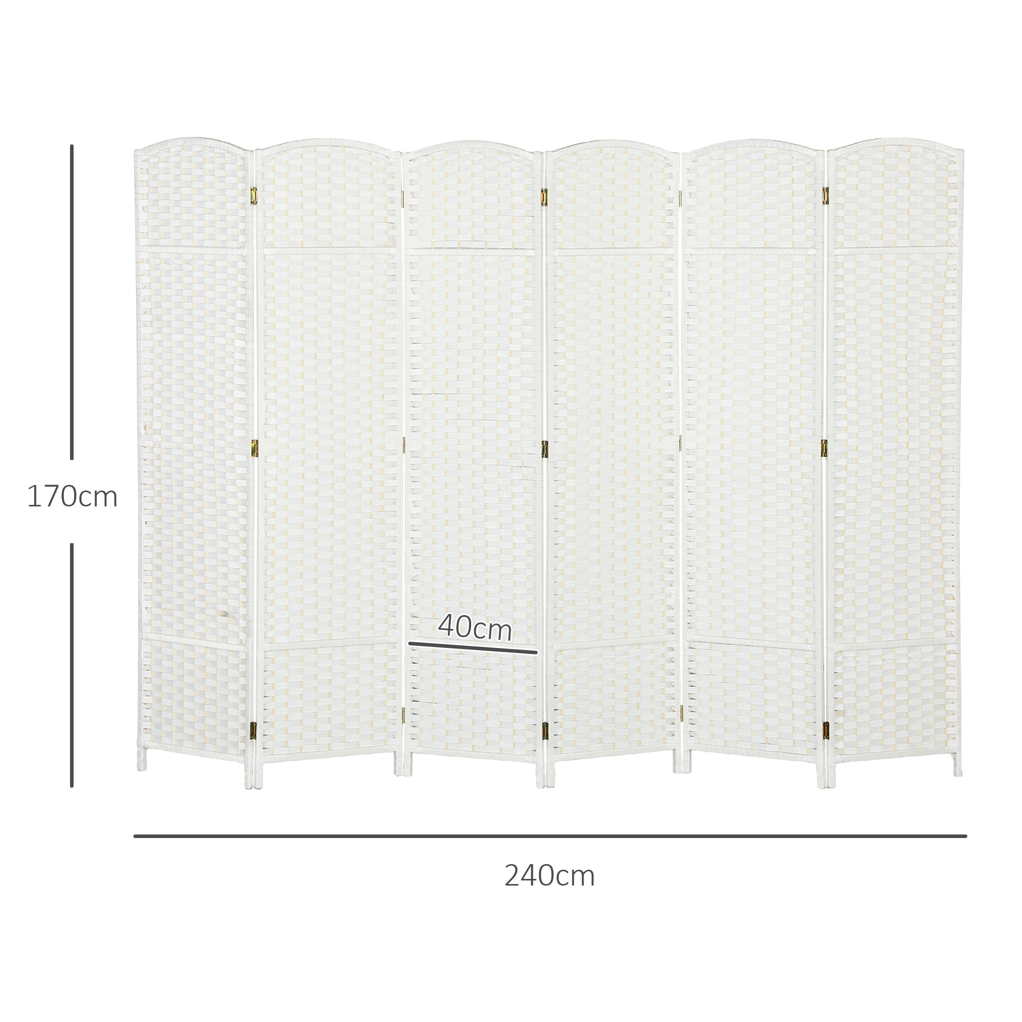 Biombo de 6 Paneles Separador de Ambientes Plegable 240x170 cm Biombo Separador de Ambientes para Salón Dormitorio Oficina Blanco