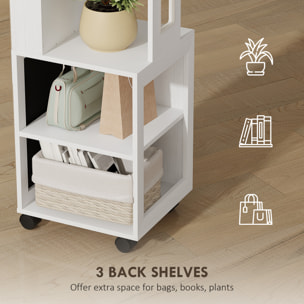 Armoire à bijoux LED miroir penderie multi-rangement 3 en 1 dim. 40 x 37 x 165 cm effet bois blanc