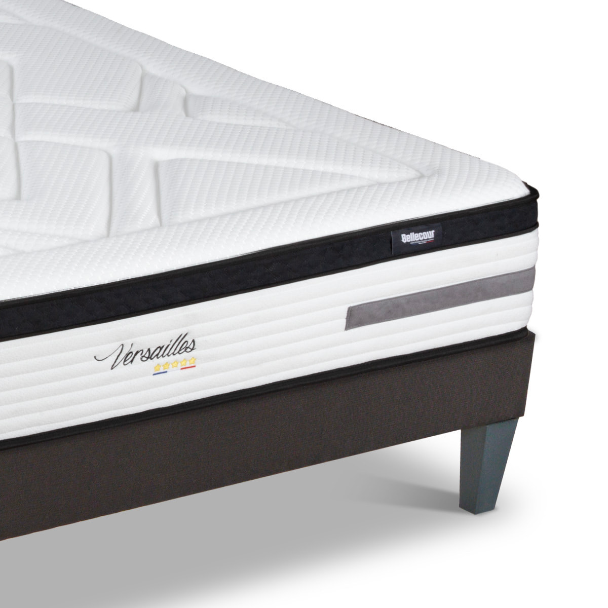 Ensemble Matelas Hybride Bellevue & Sommier KIT15, mémoire de forme et ressorts ensachés, technologie Tri-lattes, soutien ferme