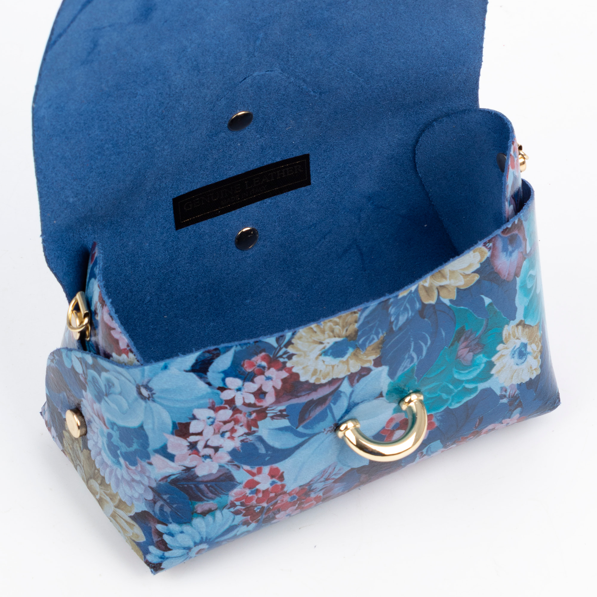 Aurora Borsa a tracolla Donna. Pelle autentica Ruga stampata con fiori.