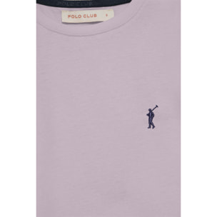 Camiseta lavanda de cuello redondo con bordado Rigby Go