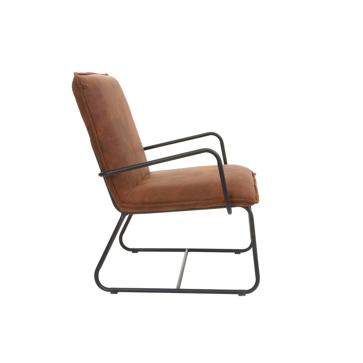Fauteuil vintage marron et métal noir MERCY
