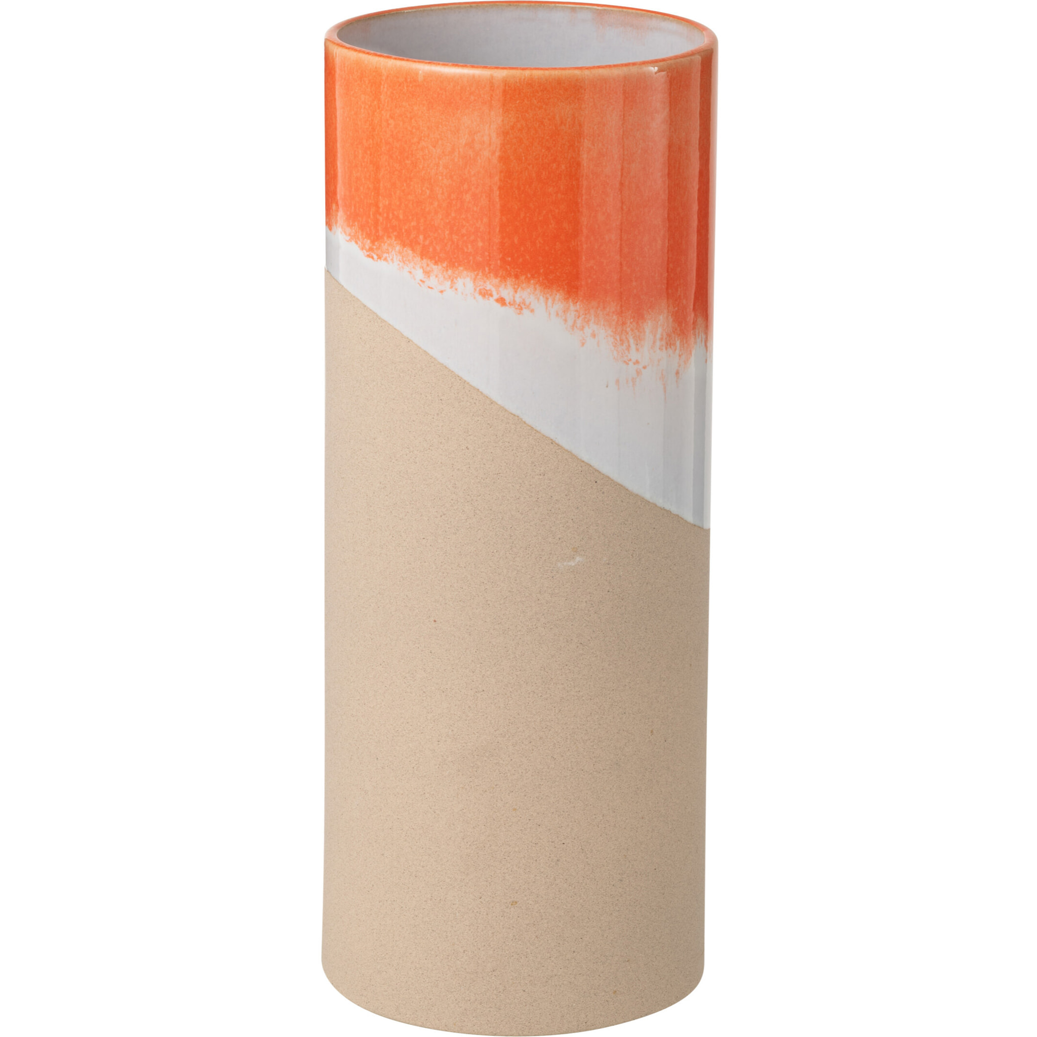 J-Line Vase Cylindre - céramique - orange/naturel - large
