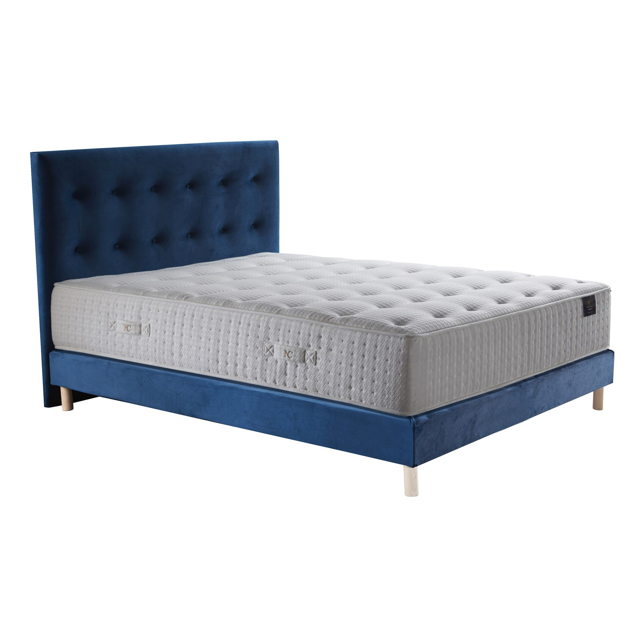 Ensemble Hélios + tête de lit capitonnée - Matelas ressorts ensachés Mémoire de forme Latex