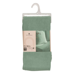 Drap housse "Flora" gaze de coton vert céladon 140x190cm