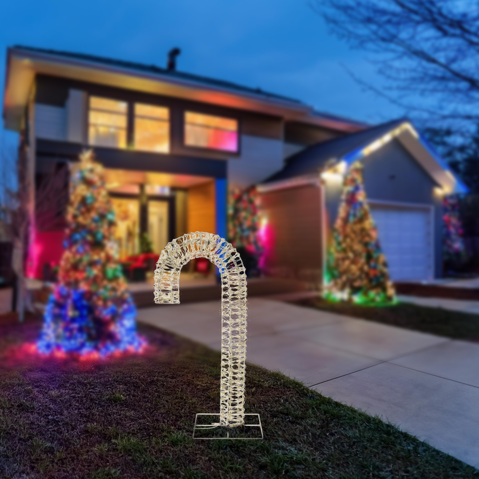 bastón de caramelo luminoso con 400 micro led 34x10x75cm