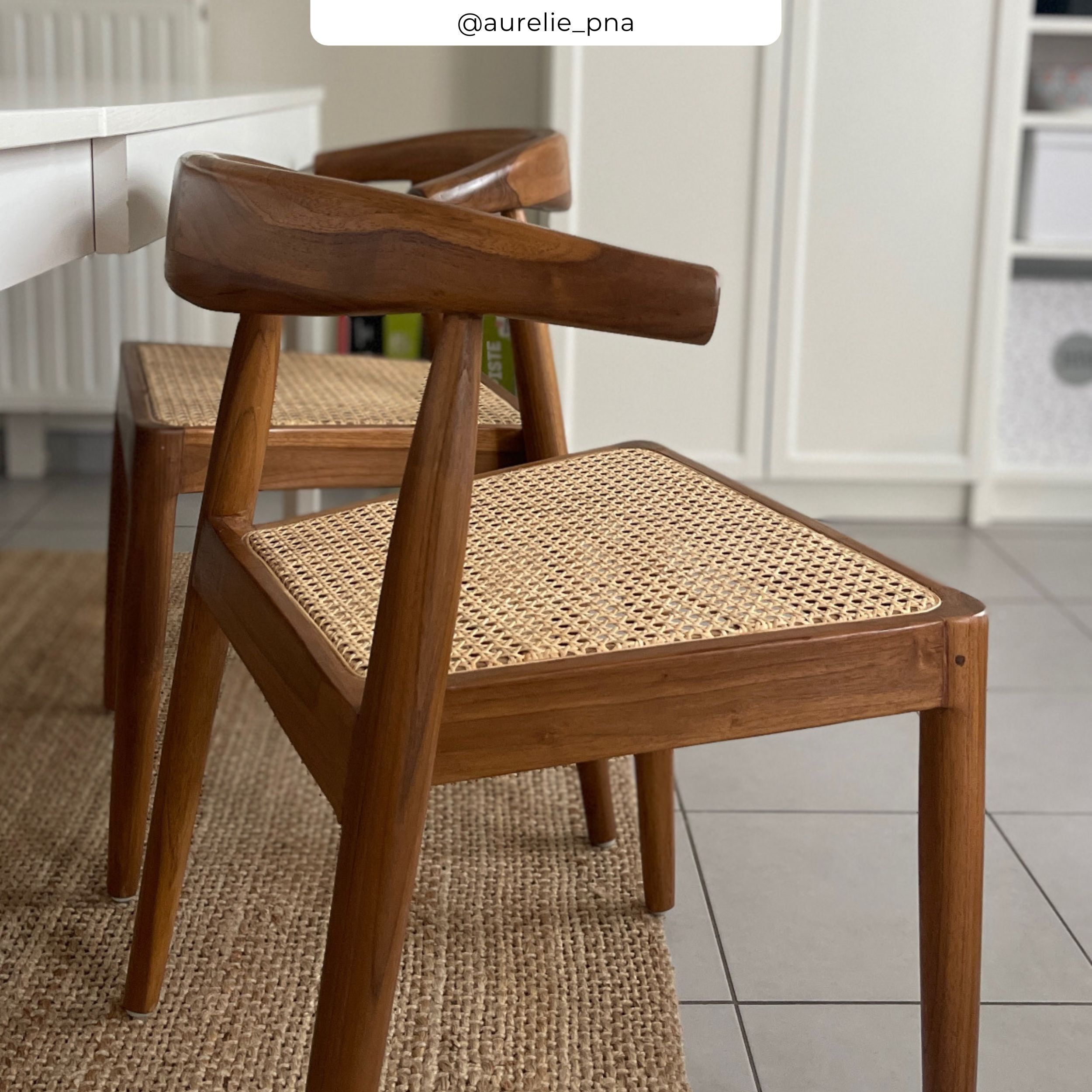 Lot de 2 chaises en bois de teck et cannage en rotin - Alia