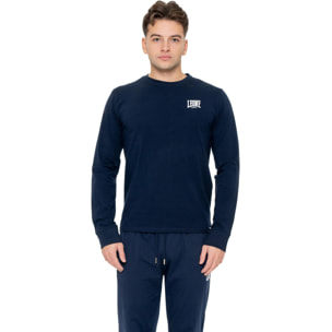 T-shirt da uomo in cotone elasticizzato a manica lunga con logo grande "Basic"