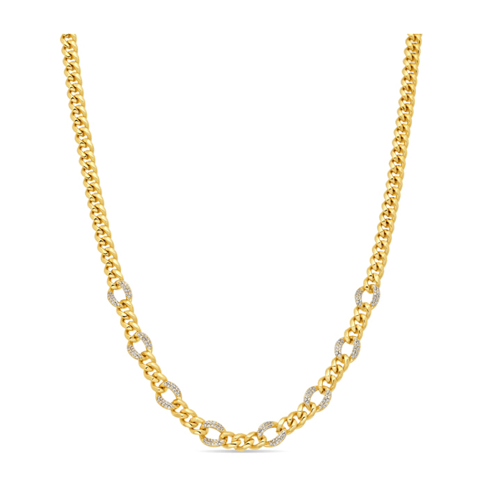 Collar de Aleación de Metal y Circonita Brillante acabado en oro amarillo de 18k
