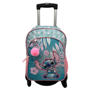 Stitch Pink Zaino Primario Doppio Comparto Adattabile + Carrello nero.