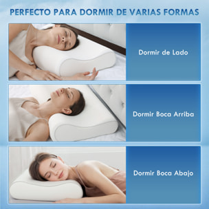 Almohada Cervicales y Cuello de Espuma Viscoelástica, Almohada Ortopedica con Diseño Ergonómico, Doble Altura, Funda Extraíble y Lavable, para Soporte de Cuello, Dormir de Lado y Boca Arriba