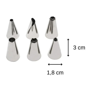 Lot de 6 douilles à pâtisserie en inox petit modèle Zenker Smart Pastry