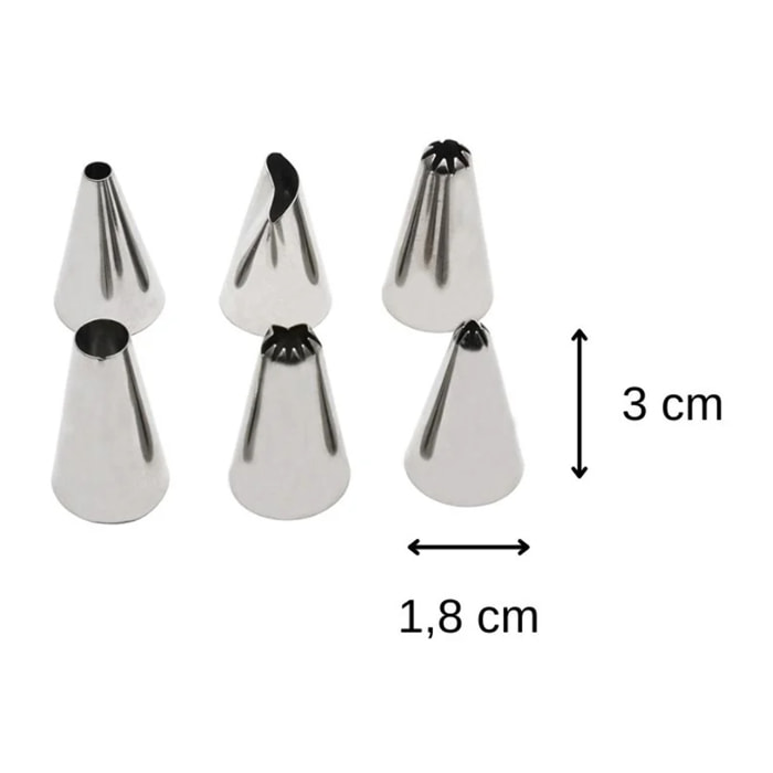 Lot de 6 douilles à pâtisserie en inox petit modèle Zenker Smart Pastry