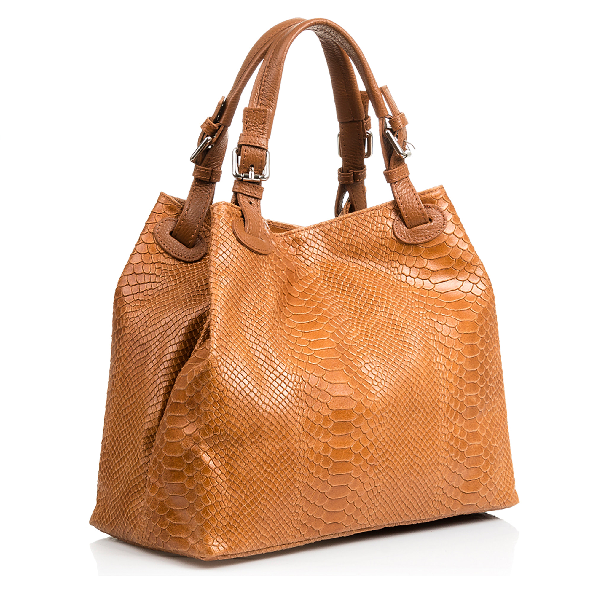 Emanuela Borsa tote Donna.Pelle autentica Alcantara Stampa Serpente