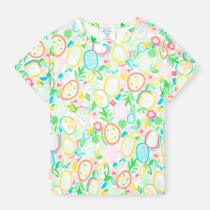 Camiseta niÃ±a, mangas cortas estampada, verde, 208000