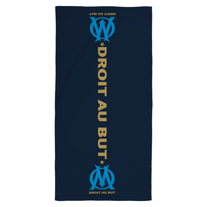 Serviette de bain et de plage imprimée 100% coton, OM DROIT AU BUT