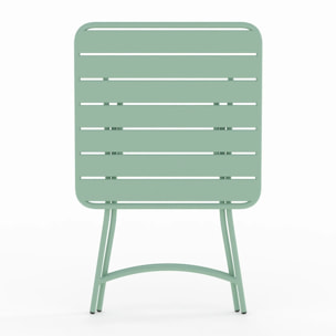 Table de jardin pliante en métal vert clair 2 personnes - Yumi