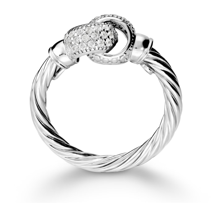 Anello Texture in Argento 925 con Elementi in Pavé di Cubic Zirconia