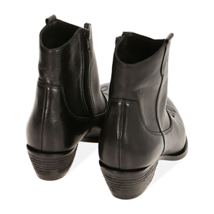 Botines negros de piel tejana, tacón de 5,5 cm