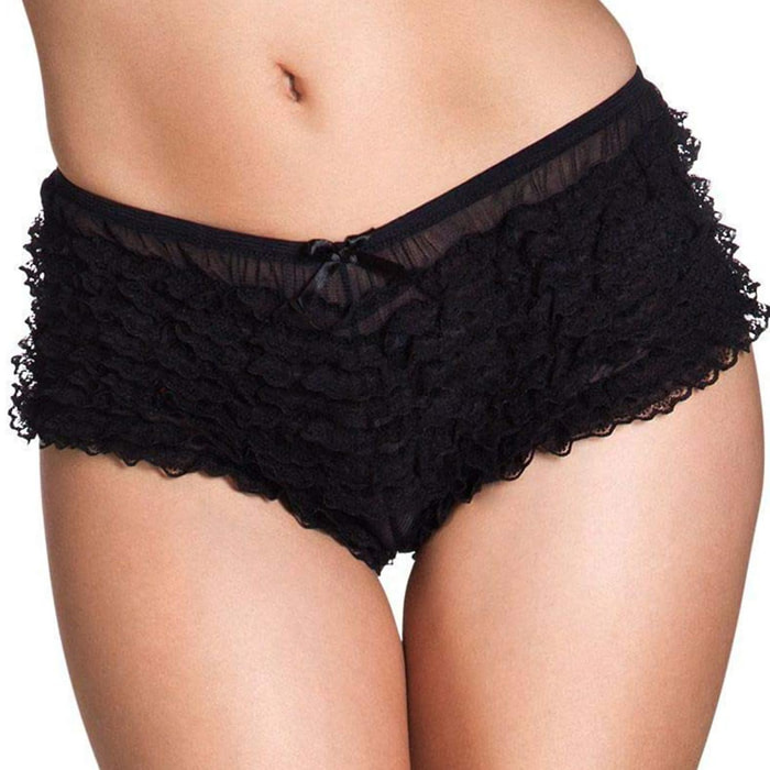 Hot Pants in Pizzo Lace Neri Accessorio Costume Donna Taglia M