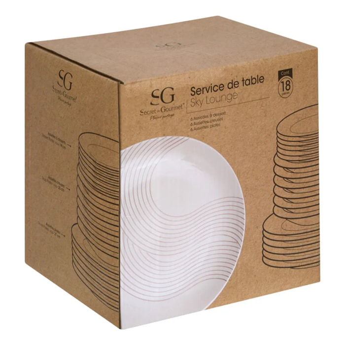 Service de table Sky lounge 18 pièce(s) blanc D26,8xp2,6cm