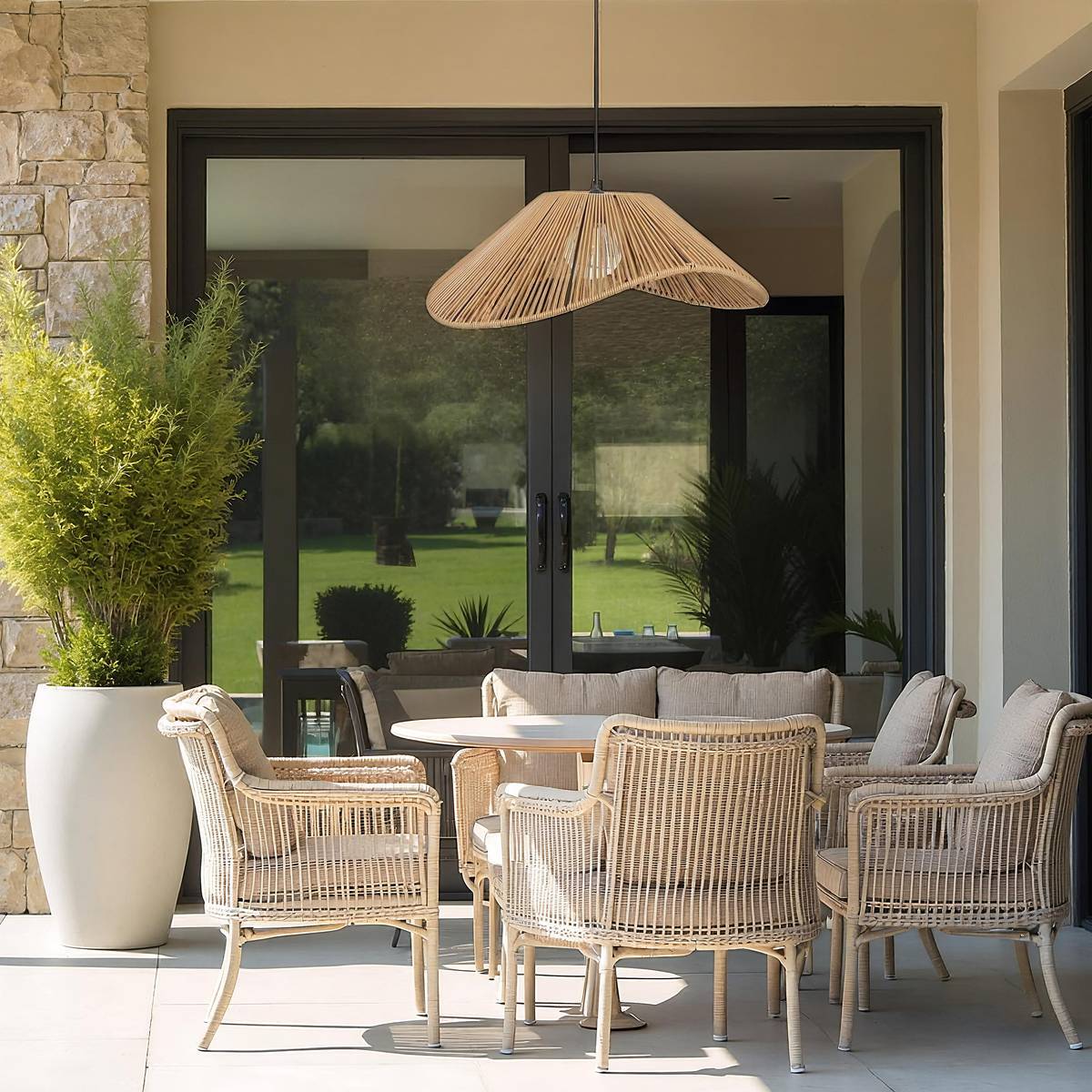 Suspension extérieure Myha avec ampoule 45x40x170cm beige