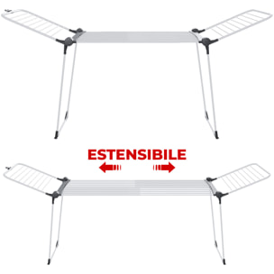 Stendibiancheria Estensibile Fino a 2 Metri Griglia Telescopica 30 M Stenditura Stendino Grande Con Ruote Richiudibile 218-300 x 55 x 126 cm Bianco
