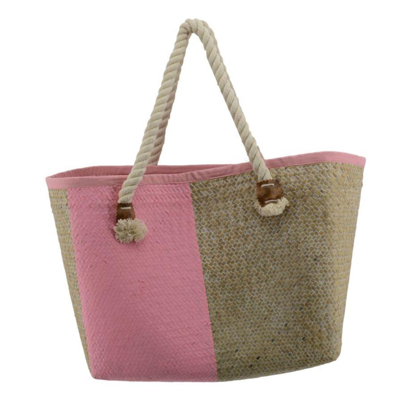 Borsa in paglia Africa rosa cm46x30h32
