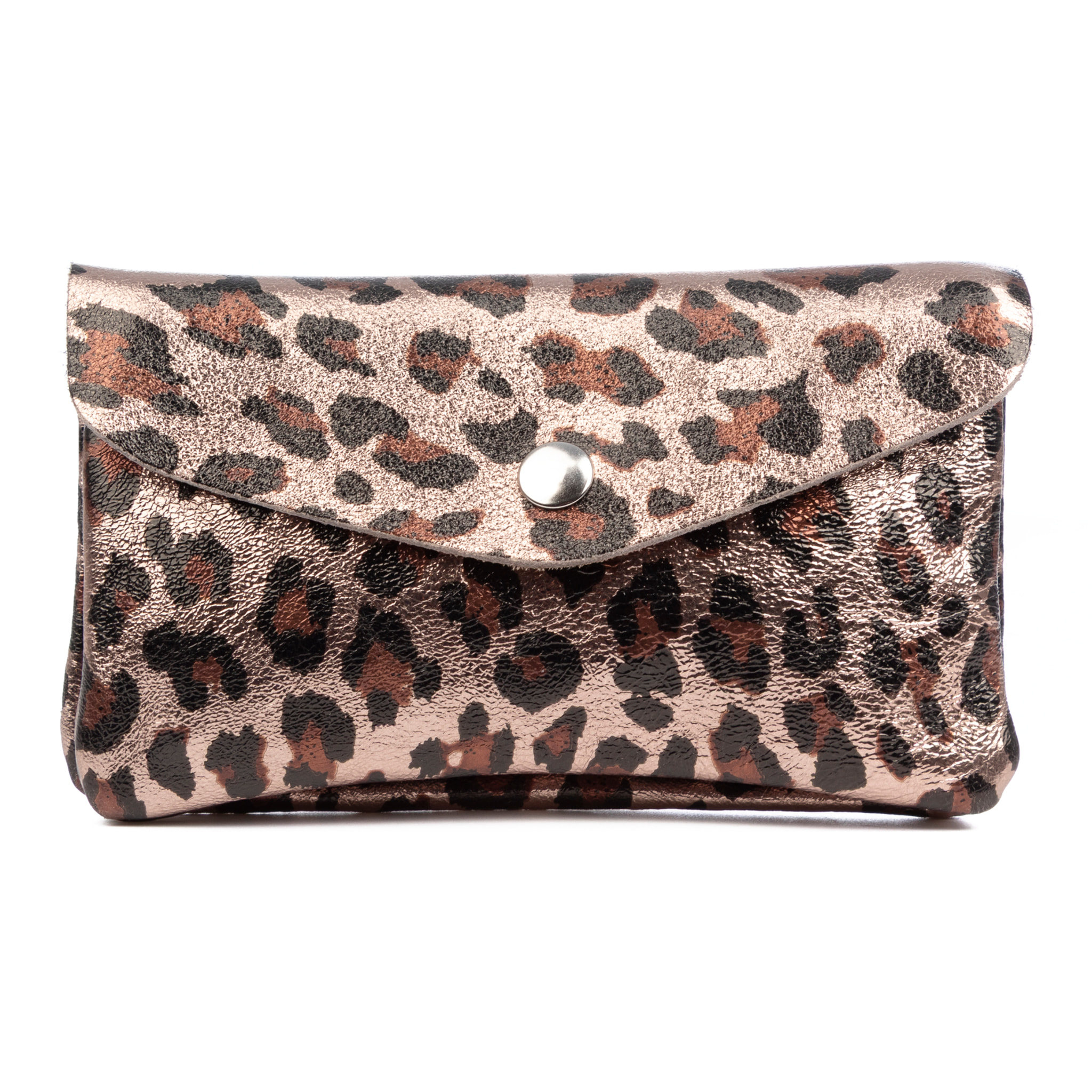 Alseno monedero alargado mujer. Piel auténtica Gamuza, diseño animal print leopardo, lacada brillante.