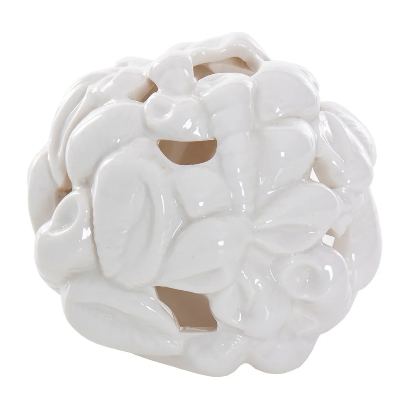 Bola Portavelas Conchas Porcelana 9x9x8 Cm