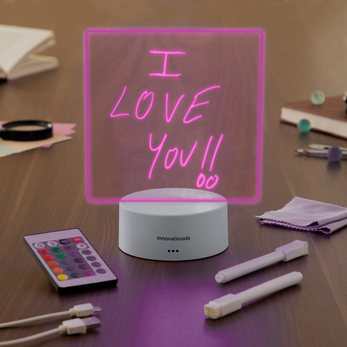 Lavagna per note e messaggi LED Lemo - grigia - 15x9,5x19,5 cm