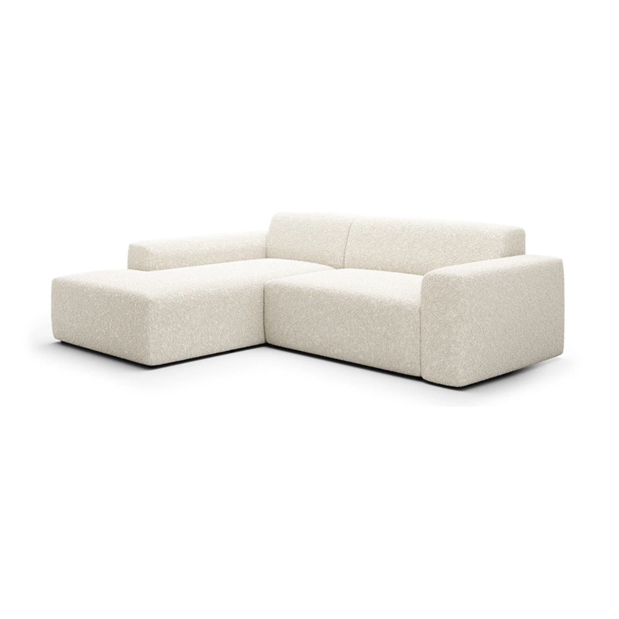 CALYS - Canapé d'angle gauche 4 places en tissu bouclette écrue