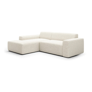 CALYS - Canapé d'angle gauche 4 places en tissu bouclette écrue