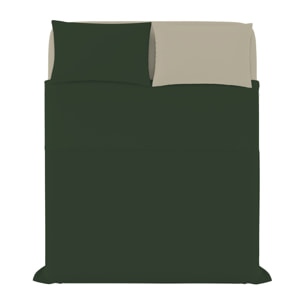 COMPLETO LETTO NATURAL COLOR, 100% Cotone, Made in Italy - VERDE OLIVA/TORTORA