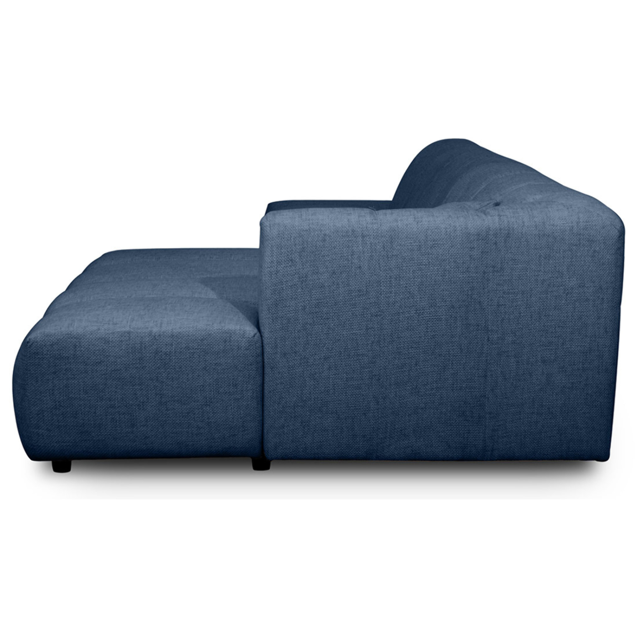 Curtis - canapé d'angle droit 4 places sans accoudoir en tissu texturé - Bleu