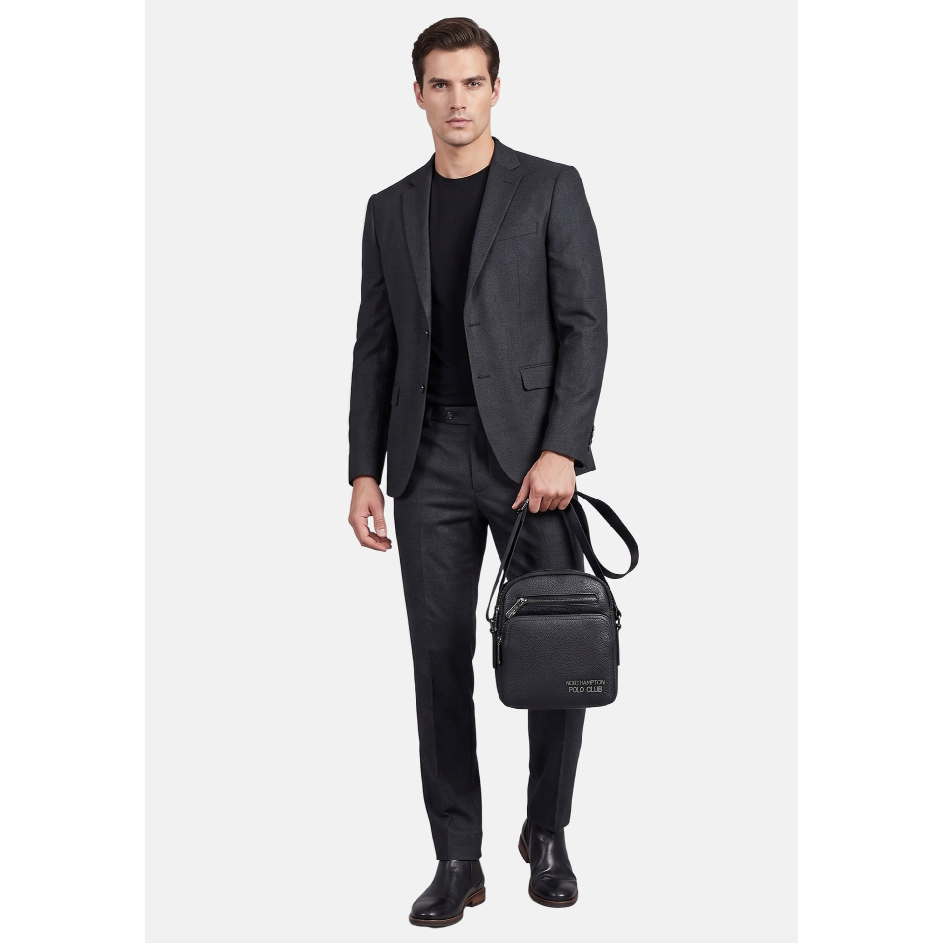 Borsa a tracolla uomo vera pelle - Modello Ebeno Nova - Casual - 21.0 x 18.0 x 9.5 cm