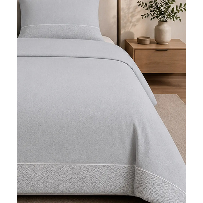 Parure Copripiumino Class Grigio in Cotone 100% Made in Italy, Stampa Digitale HD