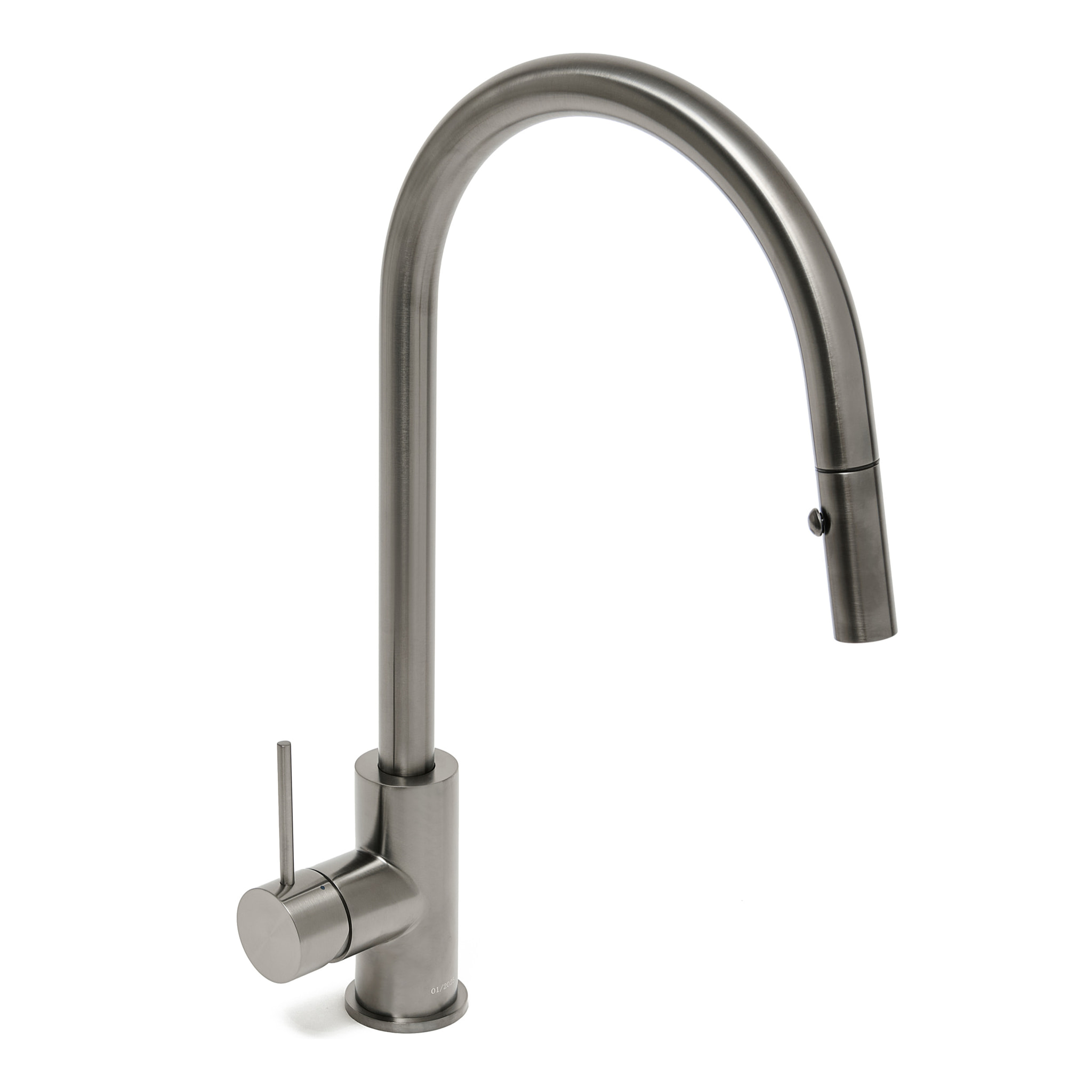 Aurum mitigeur évier à levier sur pied 44 cm avec douchette extractible 2 jets, métal brossé (SATBAUR286BGM)