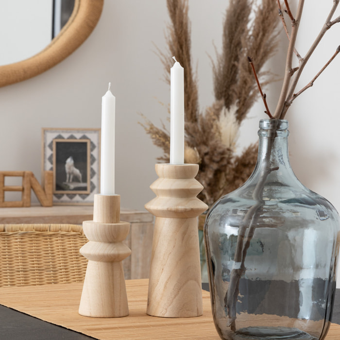 Set de 2 bougeoirs Uma bois H235cm