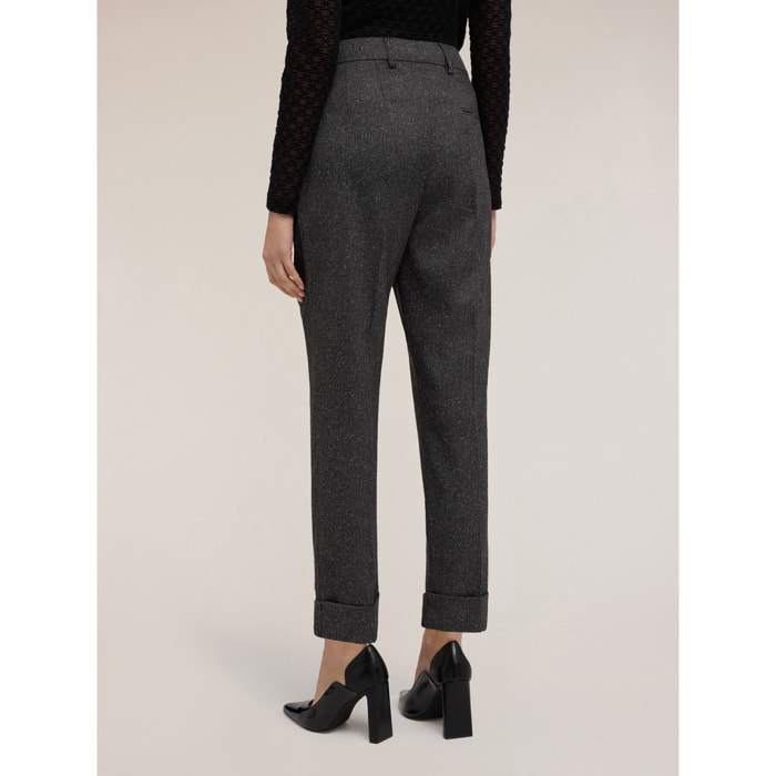 Motivi - Pantaloni con risvolto in tinto filo - Grigio