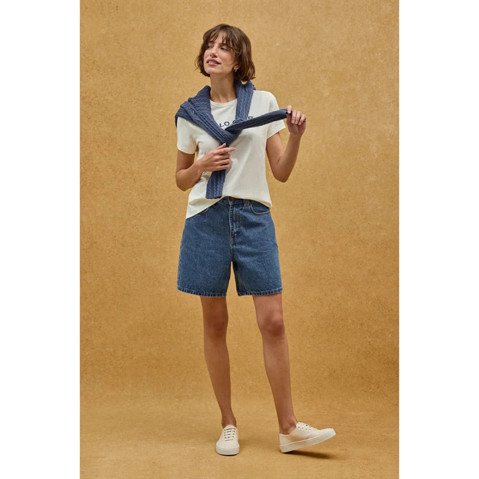 Maglietta ecrù slim fit con ricamo Established 2012 Polo Club