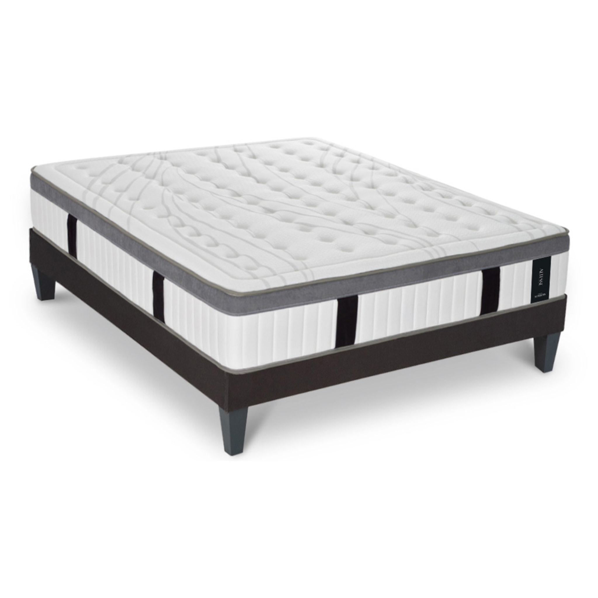 Ensemble Matelas Altesse & Sommier Kit Tissu, Mémoire de Forme & Hyper Soft, 27 cm, Accueil Enveloppant, Soutien Ferme