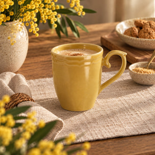 Lot de 6 mugs 30cl en grès jaune SIGNATURE