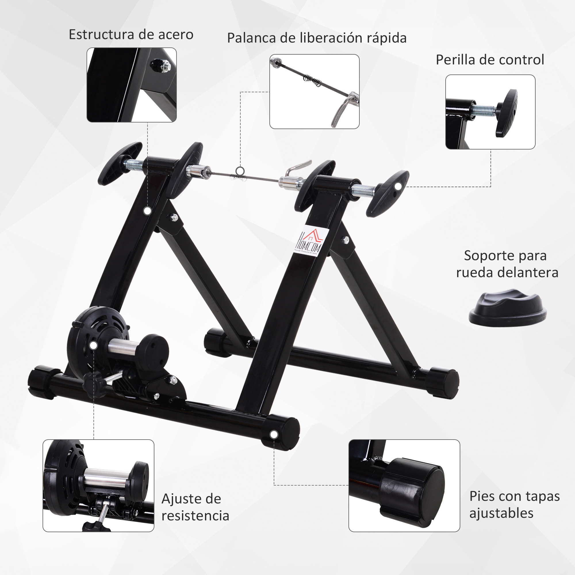 Rodillo Entrenamiento Bicicleta Acero 54,5x47,2x39,1cm Negro