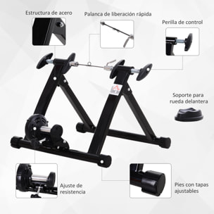 Rodillo Entrenamiento Bicicleta Acero 54,5x47,2x39,1cm Negro